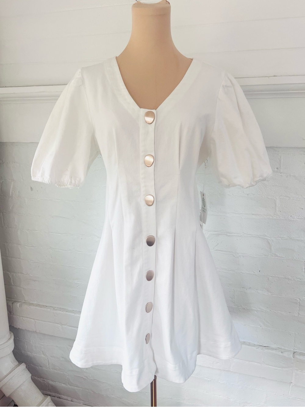 Tuckernuck Hyacinth House Emilia Dress White Denim Mini Size Large NWT - Picture 4 of 13